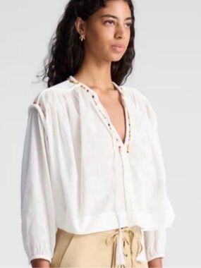 A.L.C. |!White Beaded Cotton Jodie Top | NWT Size S